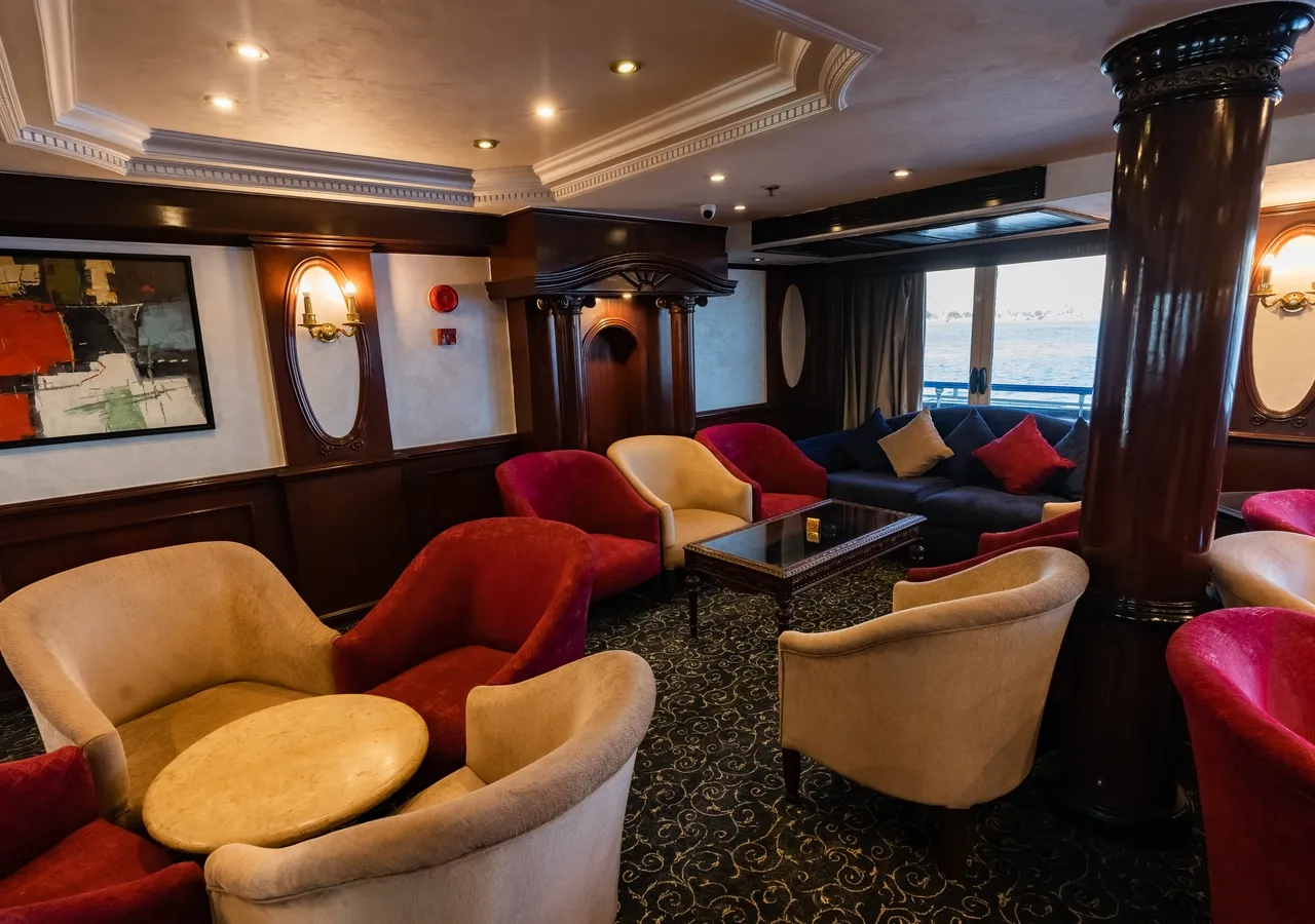 Lounge aboard the MS Monica Nile Cruise Nile cruise